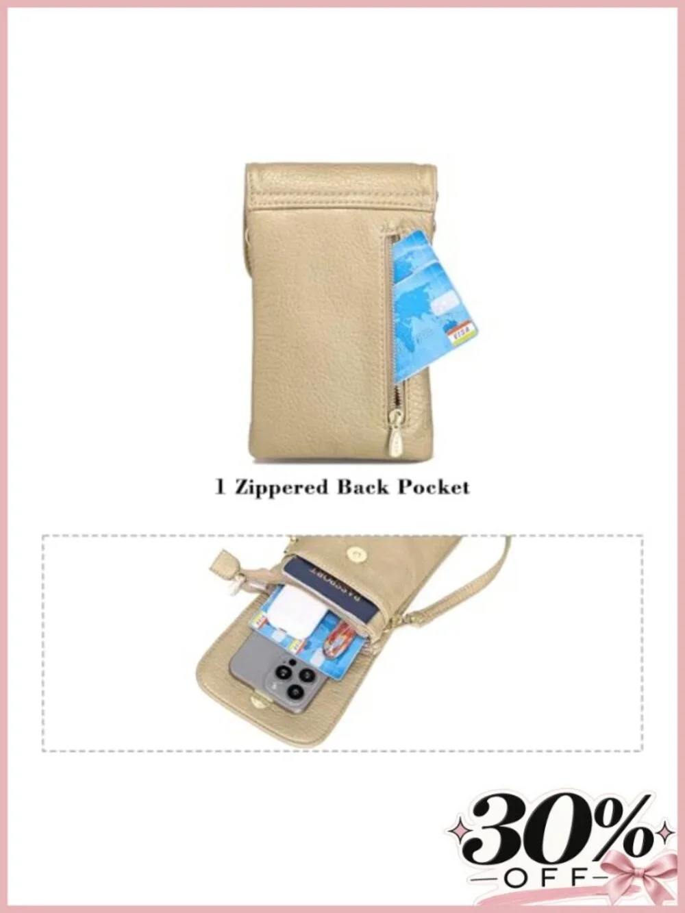 Small Crossbody Bag Vegan Leather Phone Purse Adjustable Strap Mini Sling